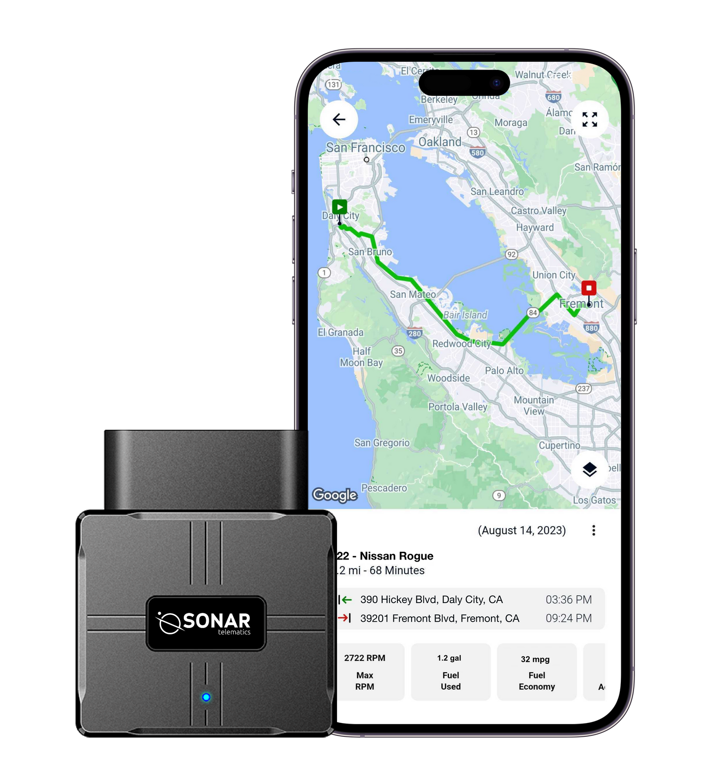 Dispositivo GPS OBD2 Sonar! Ubicación en Tiempo Real + 1 mes de servicio GRATIS